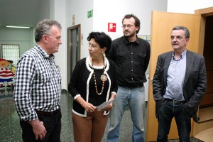 Mar Palacio con los arqueólogos Julio Vidal, Carlos Fernández y Rodrigo Garnelo. Foto: Raúl C.