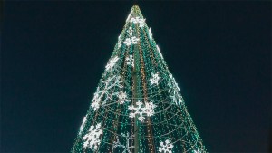 Árbol de Navidad en la Plaza del Ayuntamiento de Ponferrada. Foto: Raúl C.